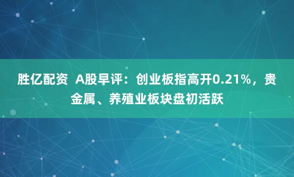 胜亿配资  A股早评：创业板指高开0.21%，贵金属、养殖业板块盘初活跃