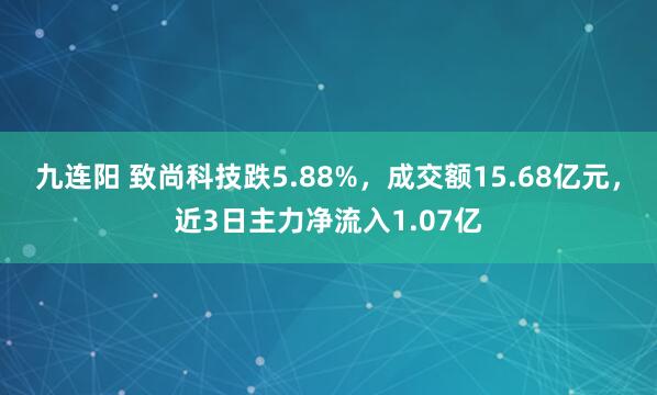 九连阳 致尚科技跌5.88%，成交额15.68亿元，近3日主力净流入1.07亿