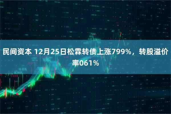 民间资本 12月25日松霖转债上涨799%，转股溢价率061%